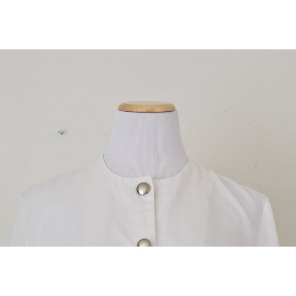 Vintage 90s White Long Sleeves‎ Crop Blouse by Anley Catol - Picture 5 of 10